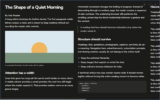 Columnary :: Read long articles in space-filling full-height columns with bookmarks
