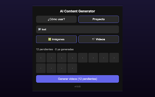 AI Content Generator :: Extensión de Chrome para automatizar la generación de imágenes y videos en Vibes AI y Google Flow.