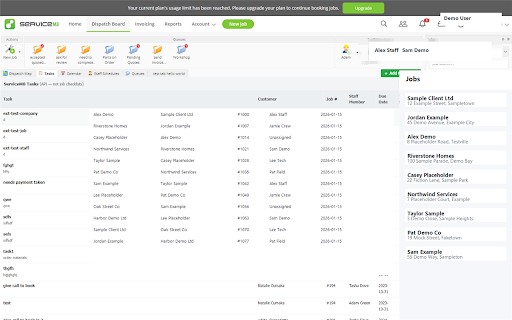 ServiceM8 Dashboard Tabs :: ServiceM8 Dispatch Board tools for invoices, job documents, reporting, diagrams, and AI.