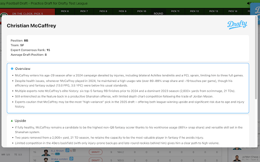 Drafty :: Drafty is an AI fantasy football draft assistant.
