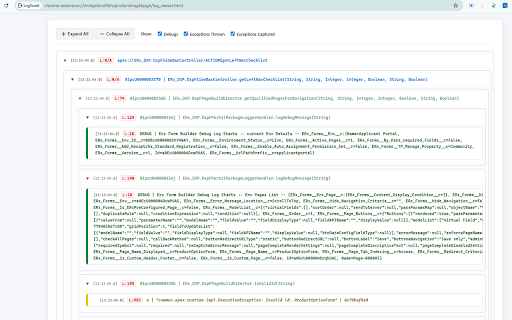 LogScout :: Visualize Salesforce Apex logs as an interactive, filtered tree to trace exceptions and debugs instantly.