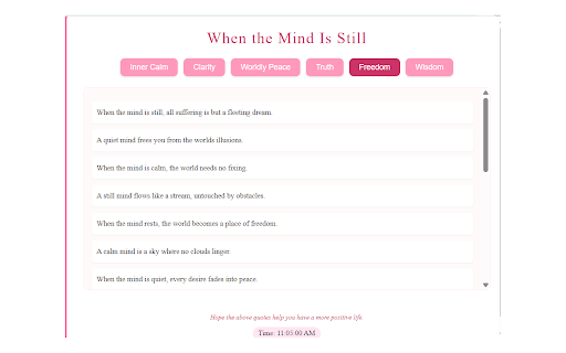 When the Mind Is Still :: A collection of quotes on inner stillness, reflecting how a calm mind brings peace to the world.