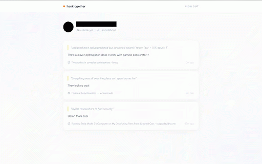 HackTogether :: Leave your one annotation per day on HN-featured articles.
