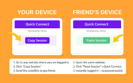 Quick Connect – Login Sharing Made Easy :: Share your website account to your friends without login with password.