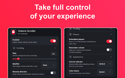 Volume Scroller for YouTube™ :: Control YouTube volume with your mouse scroll wheel. Works on YouTube videos, Shorts, YouTube Music, and embedded players.