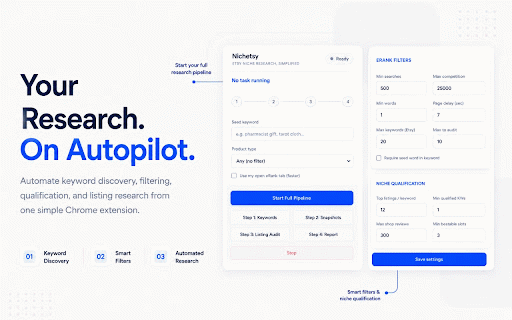 Nichetsy - Keyword Automation :: Nichetsy — Smart Etsy niche research and SEO with eRank keywords, live competitor, listing audits, and instant GO/NO-GO checks.