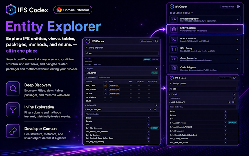 IFS Codex :: Developer toolkit for IFS Cloud — inspect PL/SQL methods, explore entities, run SQL queries, and more