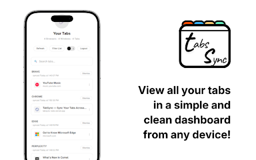 TabSync :: Your tabs from Chrome, Brave, Arc, Perplexity and others, now saved to a common web dashboard. Access them from any device!
