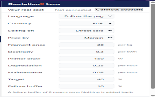 QuotationX Lens :: Real production cost and margin on the model pages you already browse.