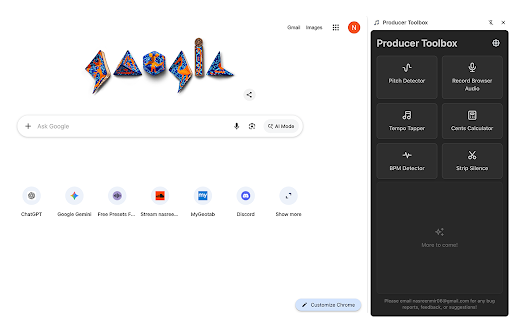 Producer Toolbox :: Producer Toolbox is a free, lightweight Chrome extension built for music producers. Get instant access to a suite of essential…