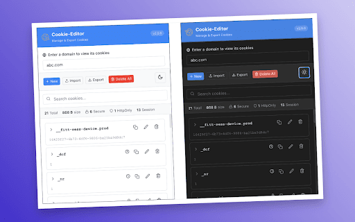 Cookie-Editor :: Powerful cookie manager for Developers. Create, edit, delete & import/export cookies (JSON/Netscape) efficiently.