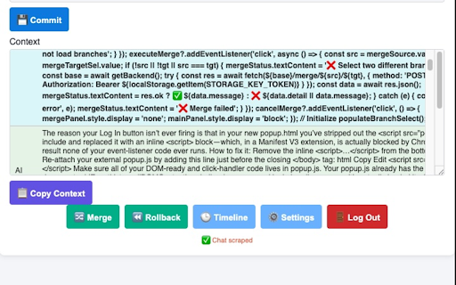 ChatCommit :: Git‑like version control for ChatGPT: commits, branches, merges, tags, and more.