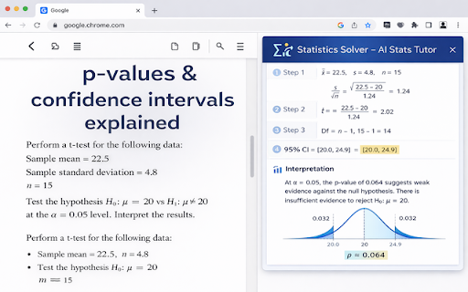 Statistics Solver – AI Stats Tutor :: AI statistics & probability solver. Screenshot or paste questions to get step-by-step solutions, charts, and clear interpretations.