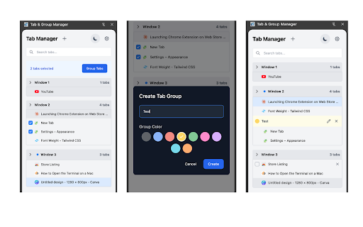 Tab & Group Manager :: A tab manager with vertical view designed for developers
