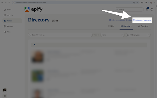 BambooHR Employee Flashcards :: Memorize new colleagues' names and roles through flashcard game.