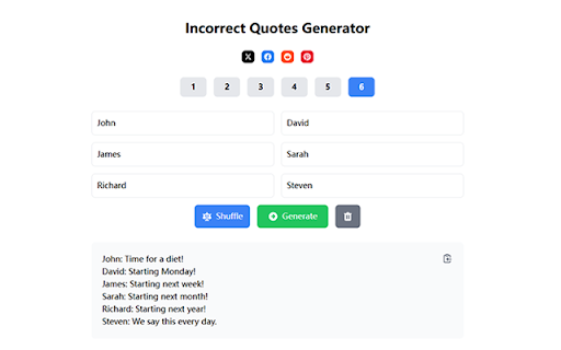 Incorrect Quotes Generator :: This extension generates entertaining incorrect quotes, offering a humorous way to craft unique dialogues for creators