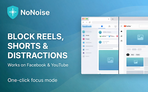 NoNoise - Distraction Blocker & Focus Tool :: Hide YouTube Shorts, Facebook Reels & distracting feeds. Free, no tracking, runs locally. Your focus, your rules.