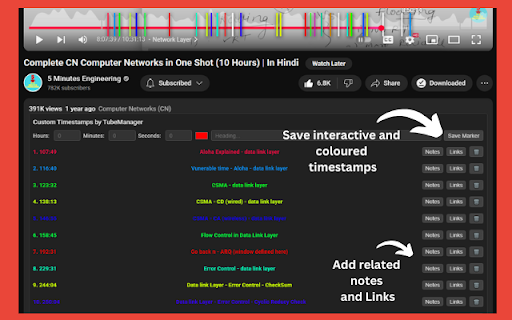 TubeManager - Save, Tag & Timestamp YouTube Videos :: Organize and save YouTube videos with custom tags, colored timestamps, notes, and links for a personalized experience.