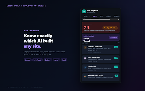 Vibe Inspector by GetInlytics :: Pre-launch audit for vibe-coded sites. Detects AI builder, checks SEO, UX, security & consent banner. Free by GetInlytics.