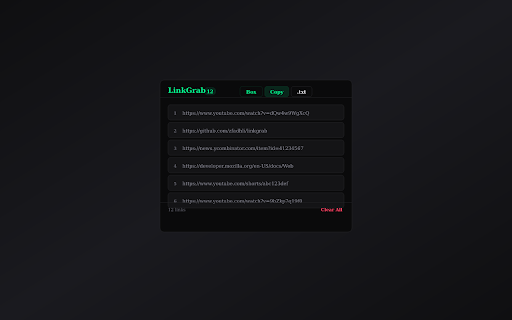 LinkGrab :: Right-click to save links, export as .txt