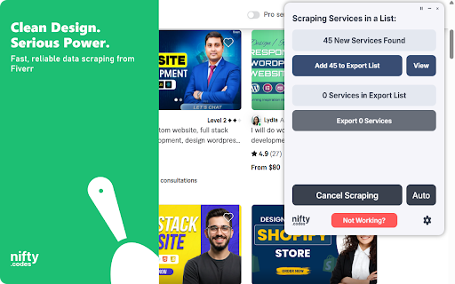 Fiverr Scraper: Export Services, Sellers, Reviews & More :: Fiverr Scraper: Export gigs, sellers, packages, reviews, and portfolio data to CSV, JSON, XLSX.