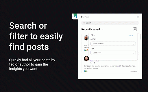 Tomo - Organize Saved LinkedIn® Posts :: Tag, Filter and Search your saved LinkedIn® posts to easily reference your favorite content.