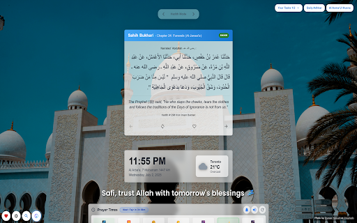 IlmTab - Islamic New Tab :: Islamic new tab with prayer times, Quran verses, hadith, adhkar, and beautiful Islamic content for daily spiritual connection.