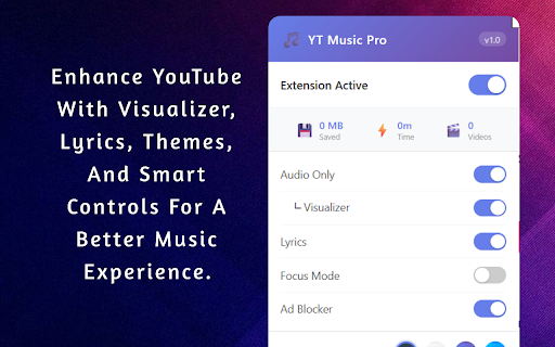 YouTube Music Supporter :: Transform YouTube into a powerful music player with visualizer, lyrics, bandwidth tracking, and more!
