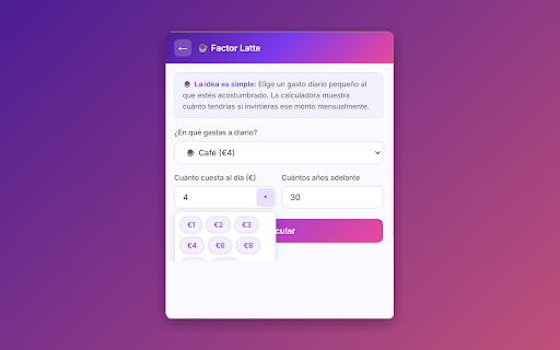SmartMoney77 — Financial Calculators :: Free financial calculators at your fingertips. Compound interest, FIRE, latte factor, Bitcoin history & more in 6 languages.