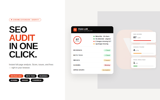 Vision LAB :: Audit SEO complet : balises Hn, meta, images, CMS, arborescence, score