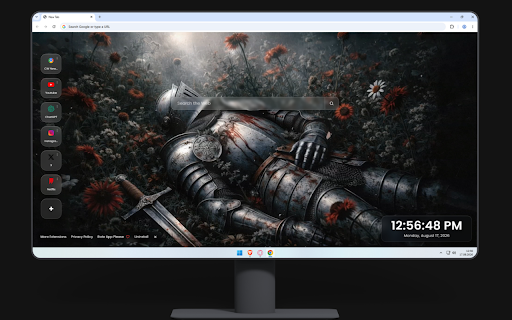 Fallen Knight Resting In A Field Of Red Flowers Live Wallpaper :: A fallen knight in blood-stained armor rests peacefully in a dark, atmospheric field of blooming red flowers.