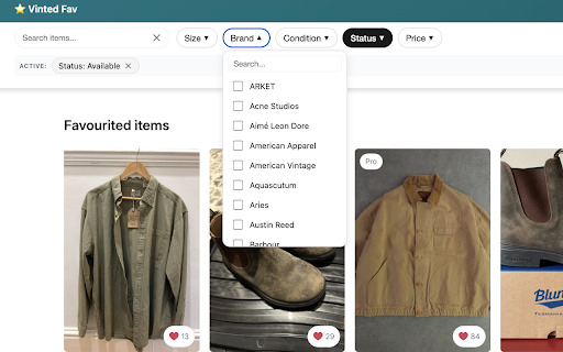 Vinted Favs - Filter & Sort :: Powerful filtering, sorting, and organization tools for your Vinted favourites