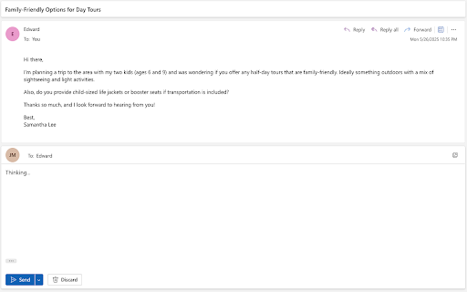 Talx2Me Outlook Smart Reply :: Adds an AI "Smart Reply" button to Outlook that generates quick, personalized replies. Set up at talx2me.com to get started.