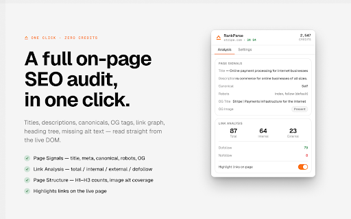 RankParse SEO Toolkit :: Free on-page SEO analysis + domain intelligence powered by RankParse