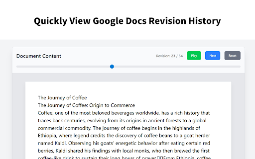 Doc Edit Replay - AI Detector & Originality Checker for Google Docs :: The ultimate revision history tool for Google Docs. Replay edits & use AI to verify originality and detect AI-written content