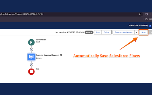 Salesforce Flow Autosaver :: Automatically saves Salesforce Flows at configurable intervals.