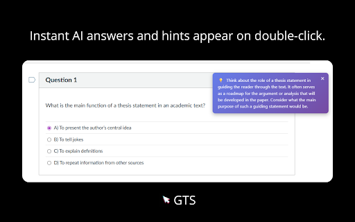 GTS AI Study Assistant :: Educational study assistant providing AI-powered contextual hints and guidance to enhance student learning during coursework.