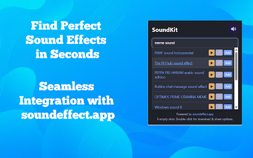 SoundKit: Free Soundboard for Creators by soundeffect.app :: Ultimate sound toolkit. Search millions of free sounds & create custom soundboards for streams, videos & games.