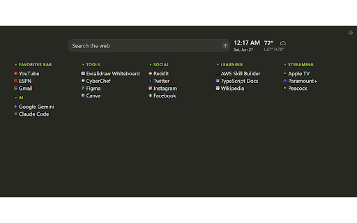 New Tab Plus :: A bookmarks-driven, widget-extensible new tab page.