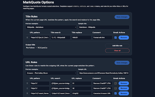 MarkQuote :: Copy webpage selections as Markdown quotes with reference source link.