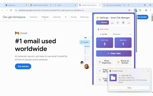 Tabforge – Smart Tab Manager :: Organize and manage browser tabs with ease. Close duplicate tabs, group tabs by domain, and improve productivity.
