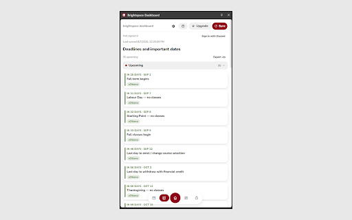 Brightspace Dashboard :: Aggregated calendar, deadlines, and AI-detected exam dates pulled from uOttawa Brightspace.