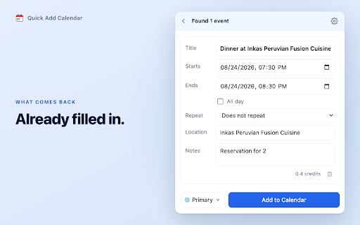 Quick Add Calendar :: ⚡ The scheduling assistant for Google Calendar.