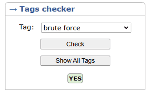 Codeforces tags checker :: Easily check for specific tags to see if problems align with your expertise, avoid unnecessary hints.