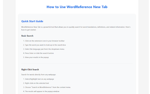 WordReference New Tab :: Quick access to WordReference translations with new tab