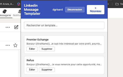 Linkedin Message Templater :: Enregistrez et insérez des messages types dans vos conversations LinkedIn.