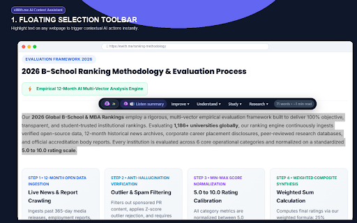 eWith.me AI Context Assistant :: Contextual AI assistant on any webpage: select text to rewrite, summarize, explain, create flashcards & quizzes.