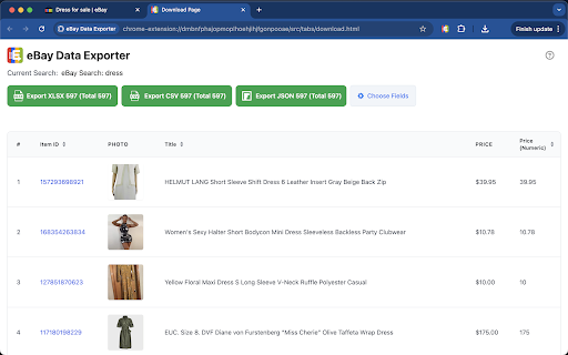 eBay Data Exporter :: Export eBay listings and search results to CSV, Excel XLSX, or JSON.