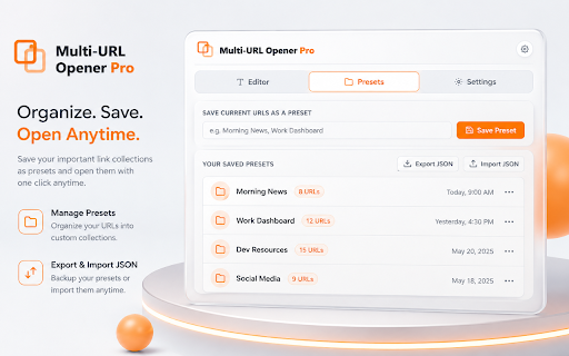 Multi-URL Opener Pro :: A high-performance utility to parse, clean, save, and open multiple URLs instantly or with a customizable delay.