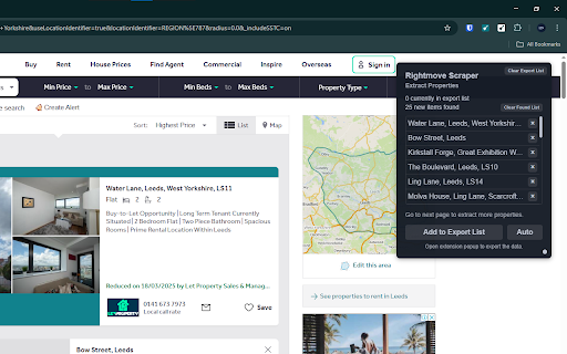 Rightmove Scraper: Export Properties, Prices, Agents & more :: Scrape Properties, Details, Agents, and more from Rightmove, with options to export in formats such as CSV, Excel, JSON and others